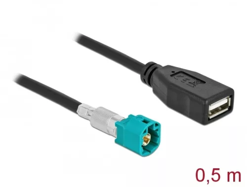 Delock Kábel HSD Z apa - A-típusú USB 2.0 anya 0,5 m (DL-90310)