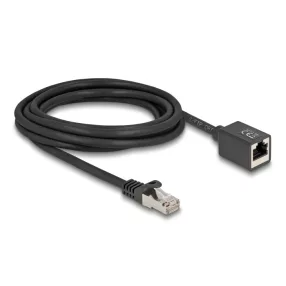   Delock Hálózat bővítő kábel RJ45 apa - RJ45 anya Cat.6A S/FTP 3 m fekete (DL-90317)