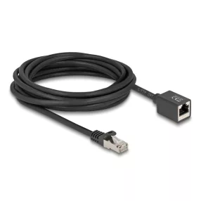   Delock Hálózat bővítő kábel RJ45 apa - RJ45 anya Cat.6A S/FTP 5 m fekete (DL-90318)