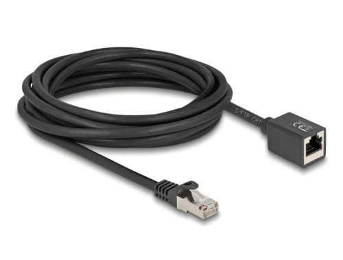 Delock Hálózat bővítő kábel RJ45 apa - RJ45 anya Cat.6A S/FTP 5 m fekete
