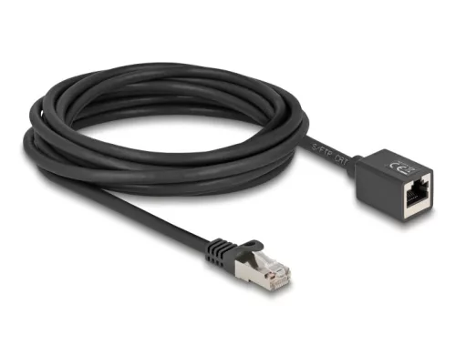 Delock Hálózat bővítő kábel RJ45 apa - RJ45 anya Cat.6A S/FTP 5 m fekete (DL-90318)