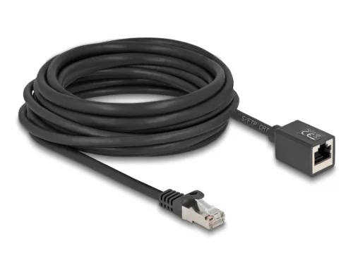 Delock Hálózat bővítő kábel RJ45 apa - RJ45 anya Cat.6A S/FTP 7,5 m fekete (DL-90320)