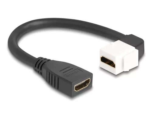 Delock Keystone modul HDMI kábel anya - anya 90 -ban hajlított 8K 60 Hz 20 cm, fekete (DL-90321)