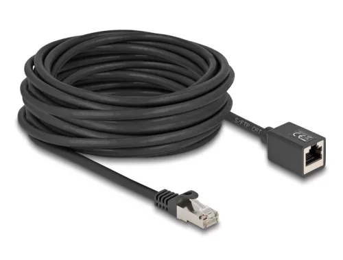Delock Hálózat bővítő kábel RJ45 apa - RJ45 anya Cat.6A S/FTP 10 m fekete (DL-90323)
