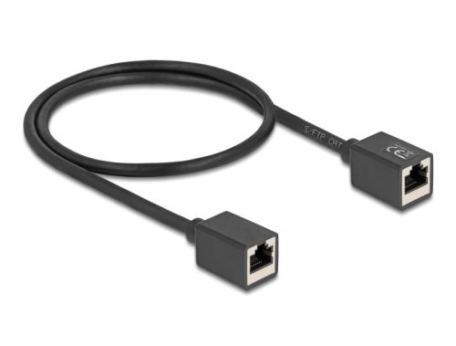 Delock Hálózat bővítő kábel RJ45 anya - RJ45 anya Cat.6A S/FTP 0,5 m fekete