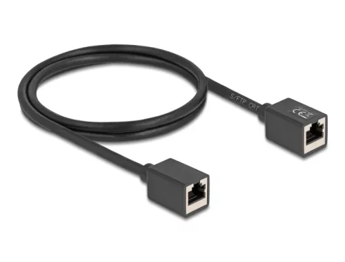 Delock Hálózat bővítő kábel RJ45 anya - RJ45 anya Cat.6A S/FTP 1 m fekete (DL-90325)