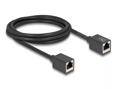 Delock Hálózat bővítő kábel RJ45 anya - RJ45 anya Cat.6A S/FTP 2 m fekete (DL-90331)