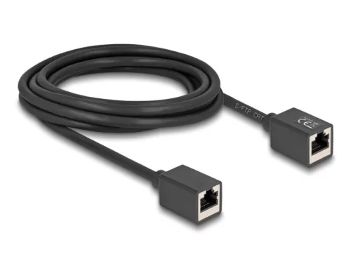 Delock Hálózat bővítő kábel RJ45 anya - RJ45 anya Cat.6A S/FTP 3 m fekete (DL-90332)