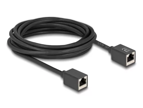 Delock Hálózat bővítő kábel RJ45 anya - RJ45 anya Cat.6A S/FTP 5 m fekete (DL-90333)
