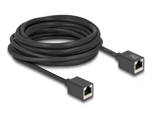 Delock Hálózat bővítő kábel RJ45 anya - RJ45 anya Cat.6A S/FTP 7,5 m fekete (DL-90334)