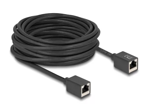 Delock Hálózat bővítő kábel RJ45 anya - RJ45 anya Cat.6A S/FTP 10 m fekete (DL-90335)