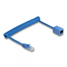   Delock RJ45 tekercses kábelcsatlakozó a jack csatlakozóhoz Cat.6 UTP 0,8 m   1,8 m kék (DL-90366)