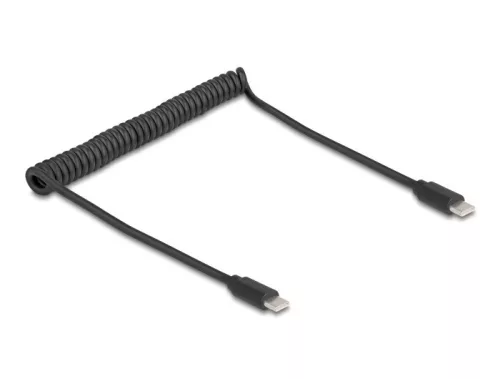 Delock USB 2.0 Type-C  tekercses kábel, apa-apa 0,45 m-től 0,75 m-ig fekete (DL-90369)