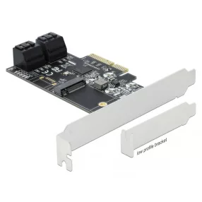   Delock 4 SATA port és 1 M.2 B kulcsos csatlakozó PCI Express x4 Kártya - alacsony profilú formaténye (DL-90396)