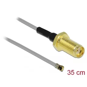   Delock Antenna kábel SMA anya válaszfali csatlakozóval apa MHF  4 -dugó 0.81 35 cm menethossz 10 mm (DL-90398)