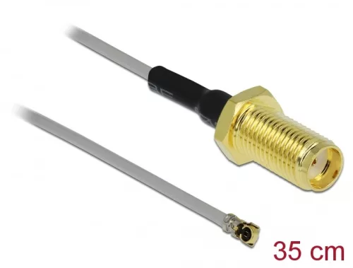 Delock Antenna kábel SMA anya válaszfali csatlakozóval apa MHF  4 -dugó 0.81 35 cm menethossz 10 mm (DL-90398)