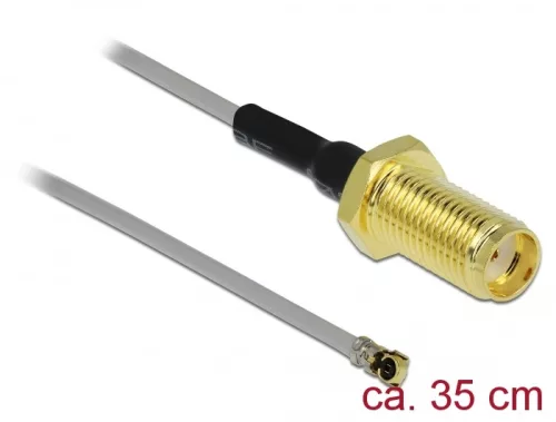 Delock Antenna kábel SMA anya válaszfali csatlakozóval apa MHF  4L -dugó 1.37 35 cm menethossz 10 mm (DL-90403)