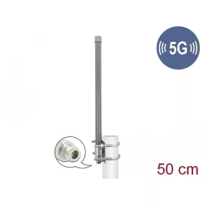   Delock 5G 3,3 - 3,8 GHz antenna N-hüvely 8 dBi 50 cm irányítatlan, rögzített, kültéri, szürke (DL-90417)