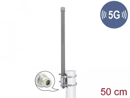 Delock 5G 3,3 - 3,8 GHz antenna N-hüvely 8 dBi 50 cm irányítatlan, rögzített, kültéri, szürke (DL-90417)