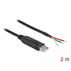   Delock adapterkábel USB 2.0 Type-A és soros RS-232 közötti 3 nyitott vezetékkel 2 m (DL-90428)
