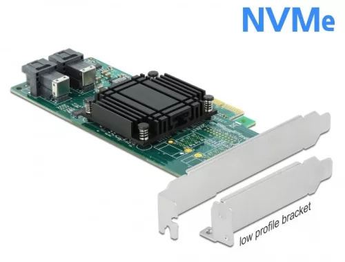 Delock PCI Express x8 Card - 2 x belső NVMe SFF-8643 - alacsony profilú formatényező (DL-90438)