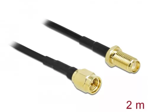 Delock Antennakábel SMA-dugó - SMA-hüvely LMR/CFD100, 2 m low loss (DL-90442)