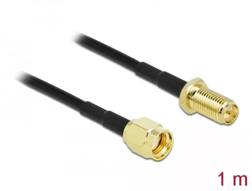 Delock Antennakábel RP-SMA-dugó - RP-SMA-hüvely LMR/CFD100, 1 m low loss (DL-90443)
