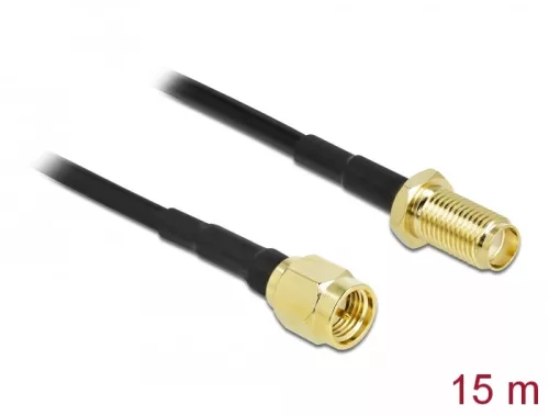 Delock Antennakábel RP-SMA-dugó - RP-SMA-hüvely LMR/CFD100, 15 m low loss (DL-90444)