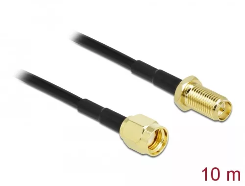Delock Antennakábel RP-SMA-dugó - RP-SMA-hüvely LMR/CFD100 10 m low loss (DL-90465)