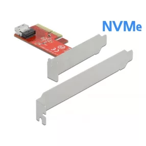   Delock PCI Express x4-kártya - 1 x belső SFF-8654 4i NVMe - alacsony profilú formatényező (DL-90483)