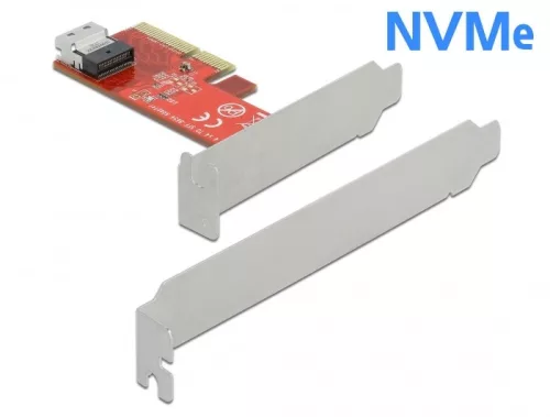 Delock PCI Express x4-kártya - 1 x belső SFF-8654 4i NVMe - alacsony profilú formatényező (DL-90483)