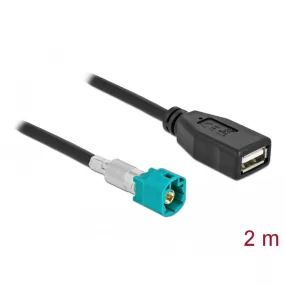   Delock Kábel HSD Z apa - A-típusú USB 2.0 anya 2 m (DL-90488)