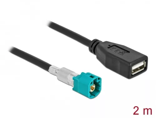 Delock Kábel HSD Z apa - A-típusú USB 2.0 anya 2 m (DL-90488)