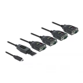   Delock Átalakító USB Type-C    4 x Soros RS-232 DB9 15 kV ESD védelemmel (DL-90495)