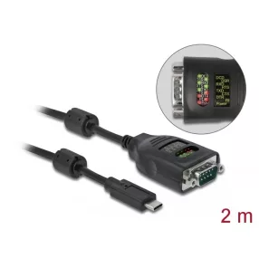   Delock A-típusú USB - soros DB9 adapter 9 LED RS-232 teszterrel (DL-90497)
