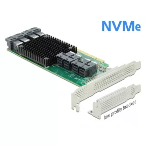   Delock PCI Express x16 Card - 8 x belső NVMe SFF-8643 - alacsony profilú formatényező (DL-90504)