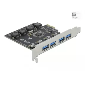   Delock PCI Express x1 Kártya -4 x külső A-típusú USB hüvely SuperSpeed USB (USB 3.2 Gen 1) (DL-90509)