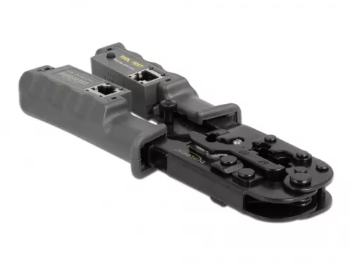 Delock Krimpelő eszköz csupaszítóval és hálózati teszterrel 8P (RJ45), 6P (RJ12 / 11) vagy 4P (RJ10) (DL-90510)