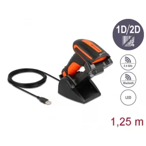   Delock Ipari vonalkód olvasó 1D és 2D 2,4 GHz vagy Bluetooth-hoz indukciós töltőállomással (DL-90556)