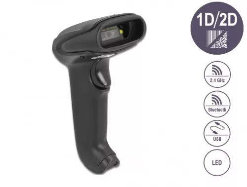 Delock Vonalkódolvasó 1D és 2D 2,4 GHz-es, Bluetooth vagy USB-hez (DL-90562)