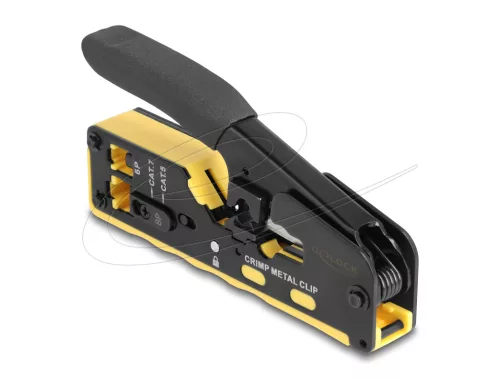 Delock Krimpelő eszköz 6P/8P RJ45/RJ11 csatlakozókhoz Cat. 5/6/7 vágóval és csupaszítóval (DL-90583)