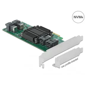   Delock PCI Express x8 kártya - 4 x belső NVMe SFF-8643 - alacsony profilú formatényező (DL-90585)