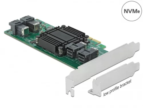 Delock PCI Express x8 kártya - 4 x belső NVMe SFF-8643 - alacsony profilú formatényező (DL-90585)