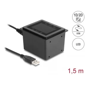   Delock USB vonalkódolvasó 1D és 2D vezetékes helyhez kötött telepítéshez   német verzió (DL-90600)