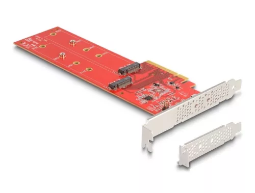 Delock PCI Express x8 kártya - 2 x belső NVMe M.2 Key M 110 mm - elágazás - alacsony profilú (DL-90616)