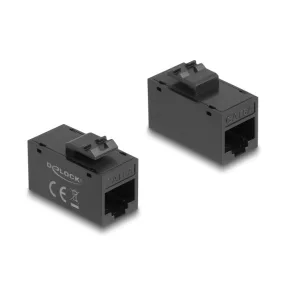   Delock Keystone modul, RJ45-aljzat - RJ45-aljzat, Cat.6A UTP fekete (DL-90638)