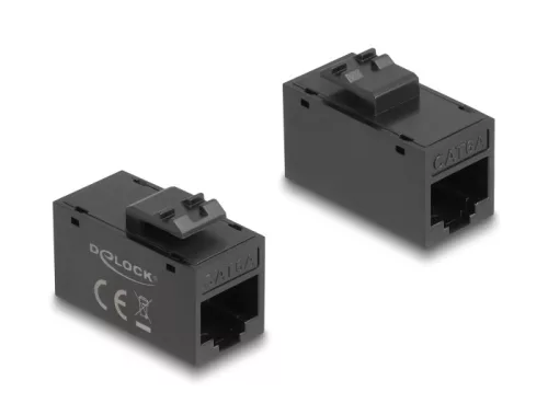 Delock Keystone modul, RJ45-aljzat - RJ45-aljzat, Cat.6A UTP fekete (DL-90638)