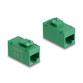   Delock Keystone modul, RJ45-aljzat - RJ45-aljzat, Cat.6A UTP zöld (DL-90640)