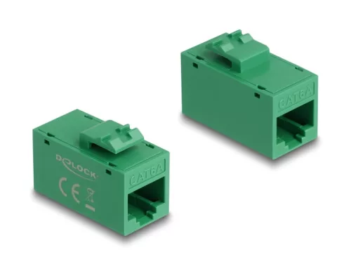 Delock Keystone modul, RJ45-aljzat - RJ45-aljzat, Cat.6A UTP zöld (DL-90640)