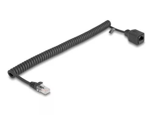 Delock RJ45 tekercses kábelcsatlakozó a jack csatlakozóhoz Cat.5e UTP 0,5 m - 1 m fekete (DL-90668)